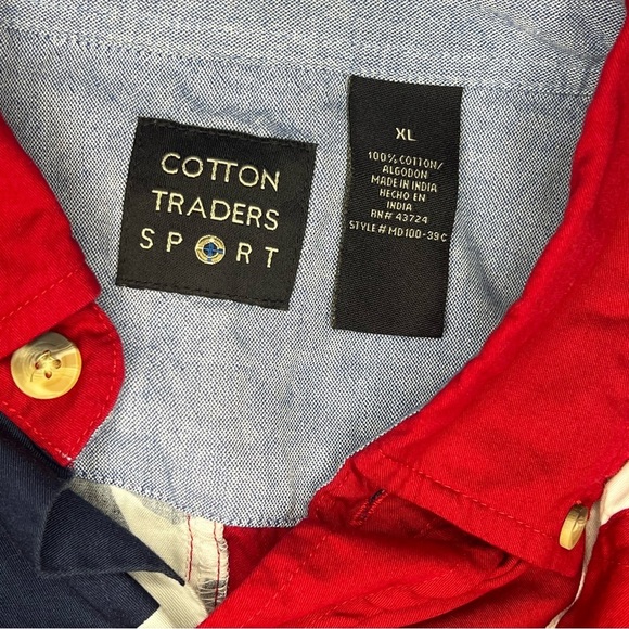 Red, White, & Blue Patrtiotic Themed Button Down Shirt Cotton Traders Sport EUC - Picture 4 of 16